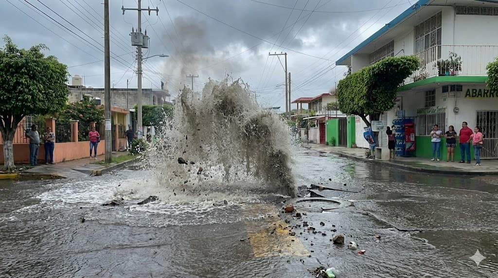 ¡RÍOS DE DINERO AL DRENAJE! EL «PEPE » ALARO SE BURLA DE LA SED EN COATZINTLA CON MEGA FUGA EN LA RUIZ CORTINES