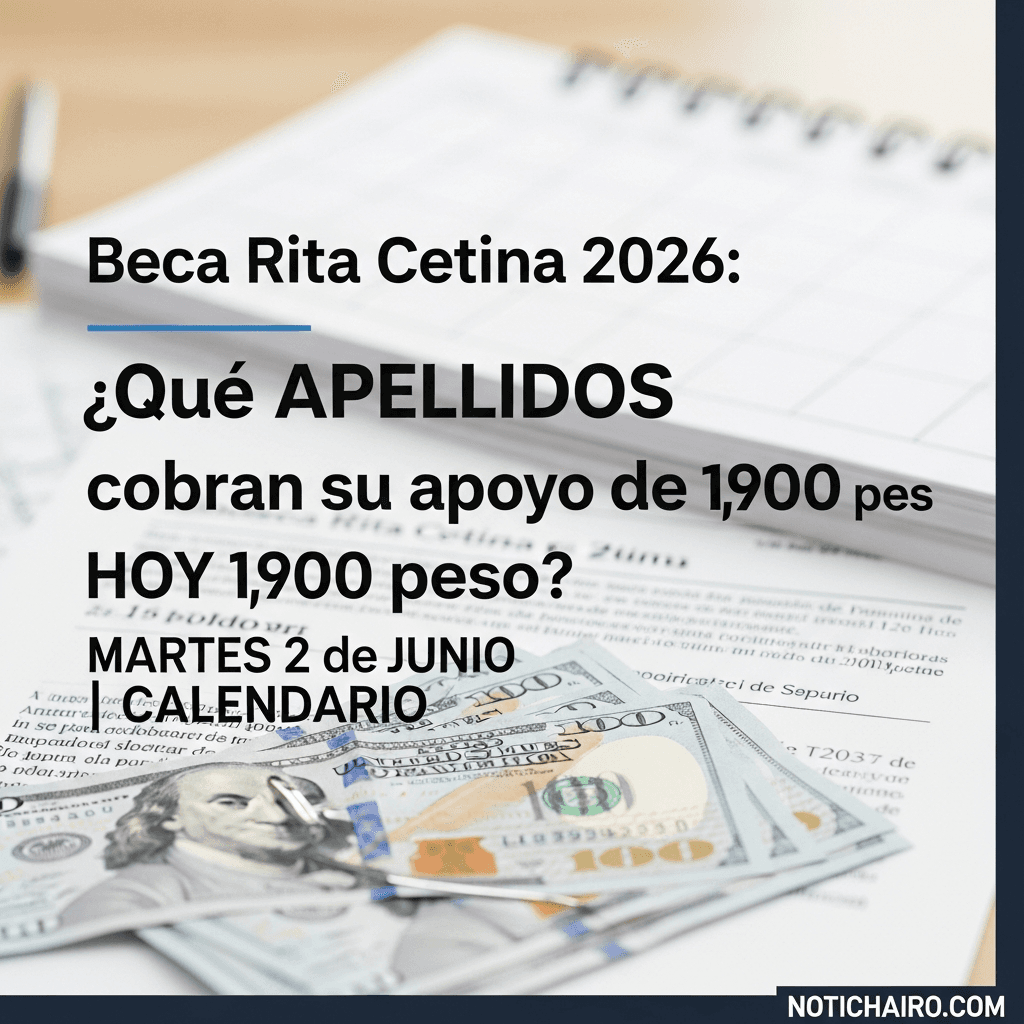 Beca Rita Cetina 2026: ¿Qué APELLIDOS cobran su apoyo de 1,900 pesos HOY martes 2 de junio? | CALENDARIO