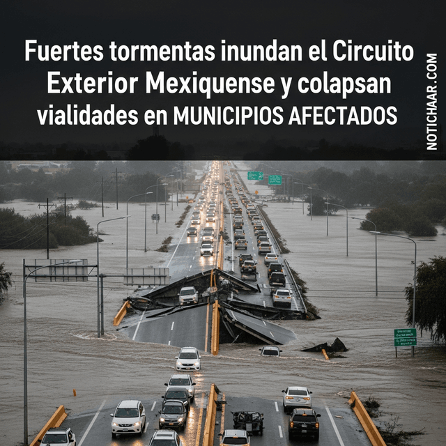 Fuertes tormentas inundan el Circuito Exterior Mexiquense y colapsan vialidades en Edomex | MUNICIPIOS AFECTADOS