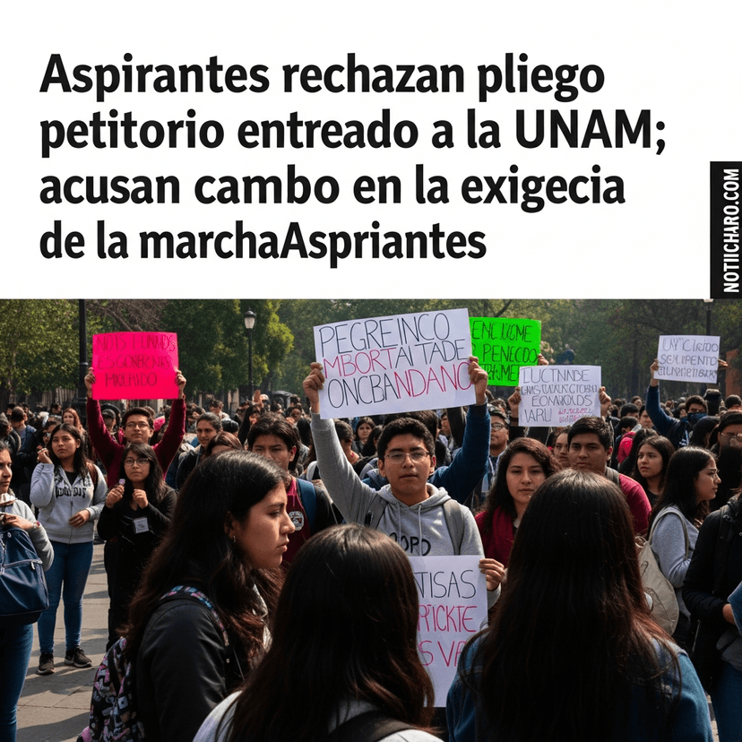 Aspirantes rechazan pliego petitorio entregado a la UNAM; acusan cambio en la exigencia de la marchaAspriantes
