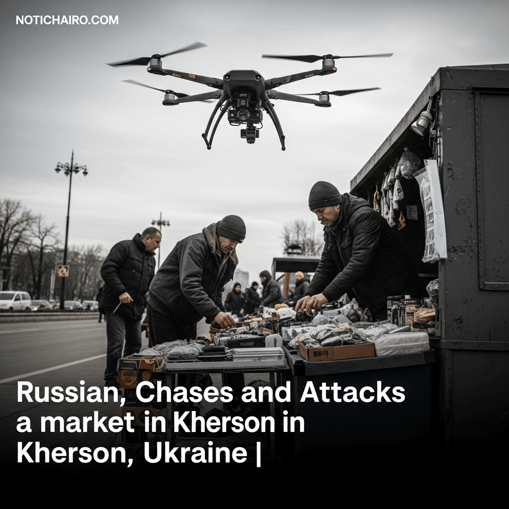 Dron ruso persigue y ataca a vendedor de un mercado en Jersón, Ucrania | IMÁGENES FUERTES