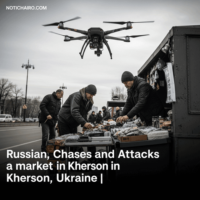 Dron ruso persigue y ataca a vendedor de un mercado en Jersón, Ucrania | IMÁGENES FUERTES