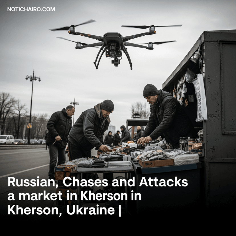 Dron ruso persigue y ataca a vendedor de un mercado en Jersón, Ucrania | IMÁGENES FUERTES