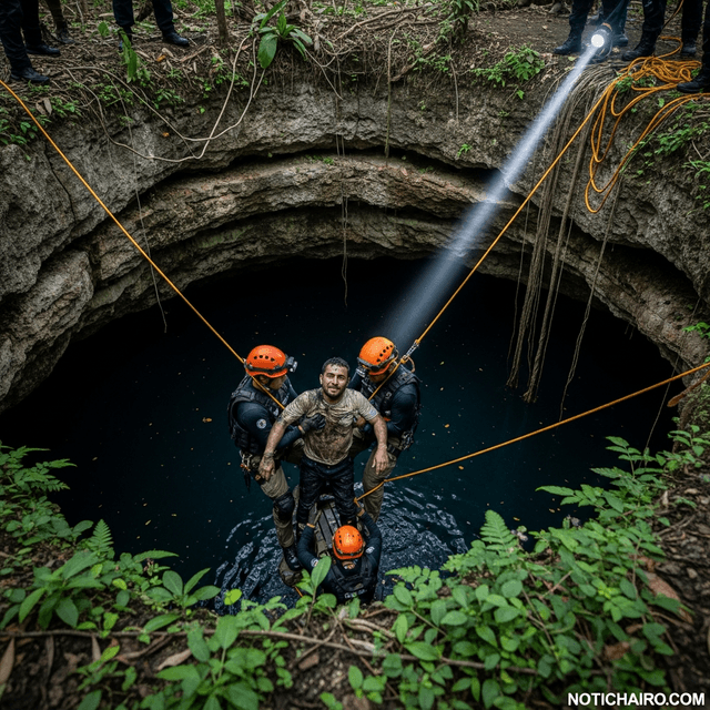 Tras 15 días, hallan vivo a hombre que cayó en cenote de Veracruz