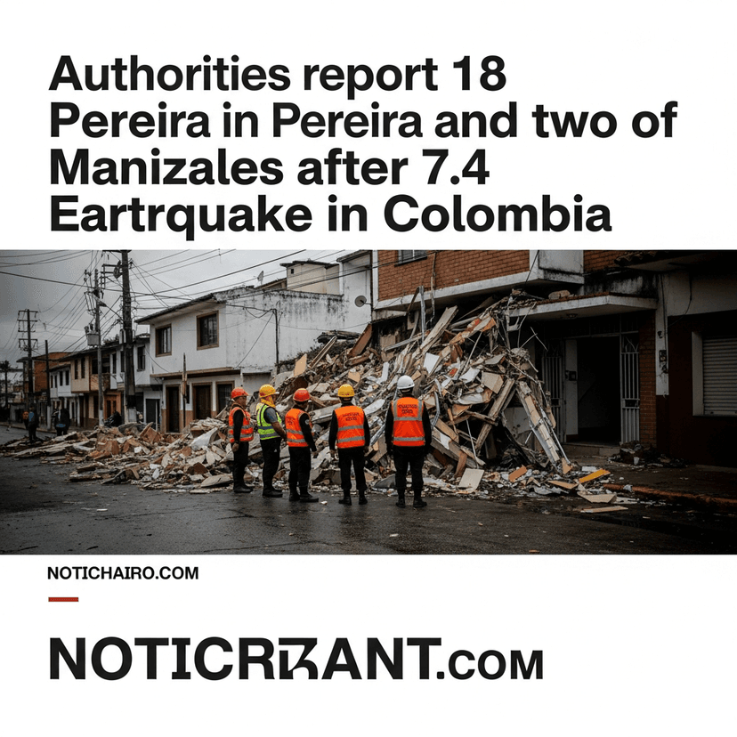 Autoridades reportan 18 muertos en Pereira y dos en Manizales tras sismo de 7,4 en Colombia