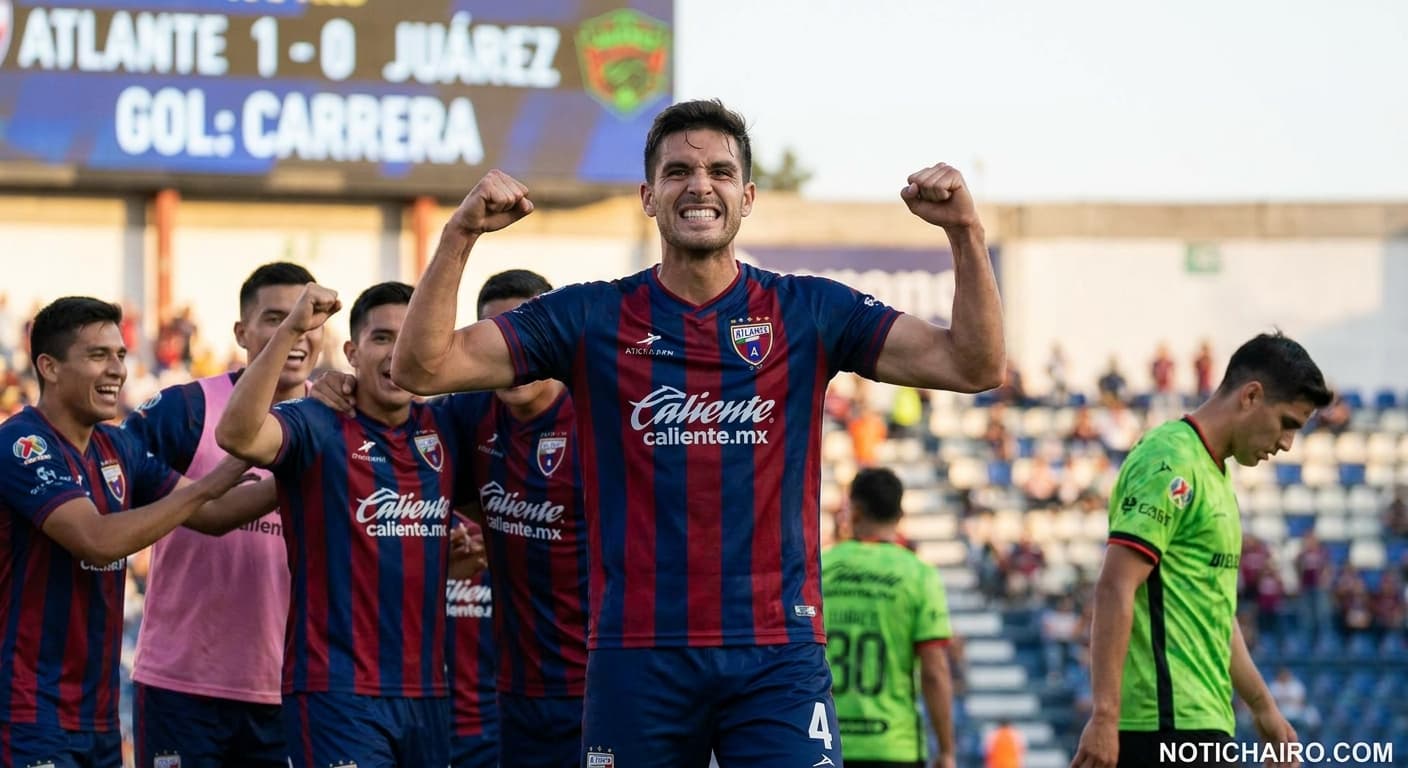 Nicolás Carrera celebra el gol que dio la victoria al Atlante en tierras fronterizas.