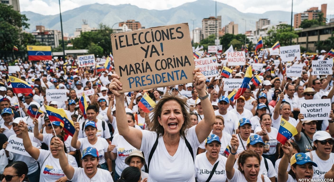 Simpatizantes de la oposición durante la marcha realizada en las calles de Caracas.