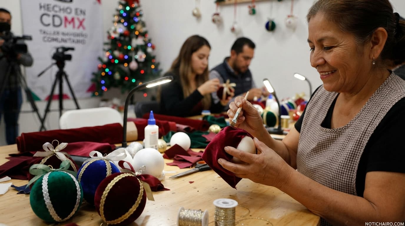 Materiales básicos para la elaboración de esferas navideñas artesanales.