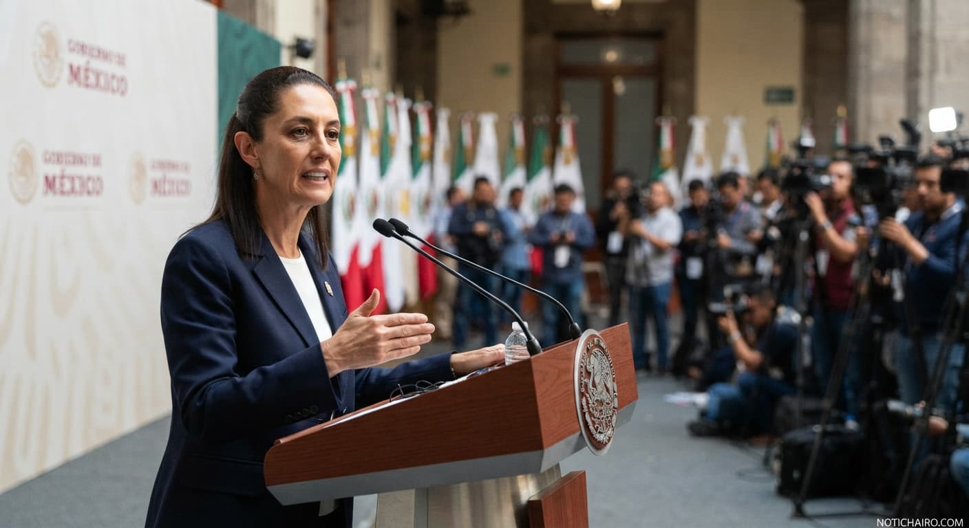 La presidenta Claudia Sheinbaum durante su conferencia matutina en Palacio Nacional.