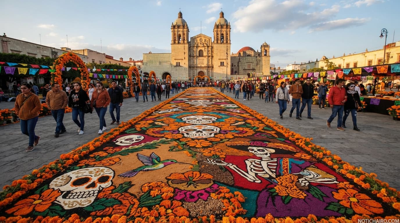 Tapetes monumentales y ruta de cempasúchil en Oaxaca: fechas y sedes de la Fiesta más Viva de Todas