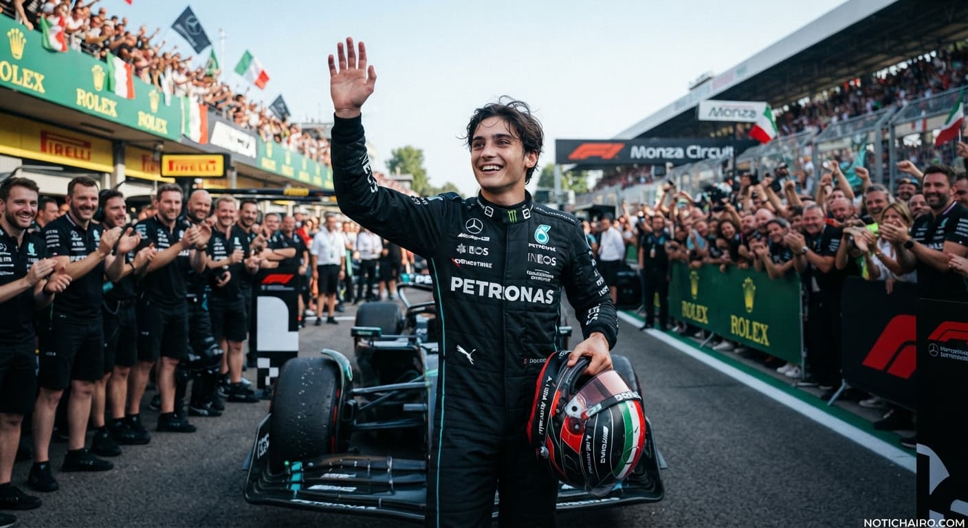 Kimi Antonelli celebra su pole position en Austin, donde este domingo podría coronarse en la Fórmula 1.