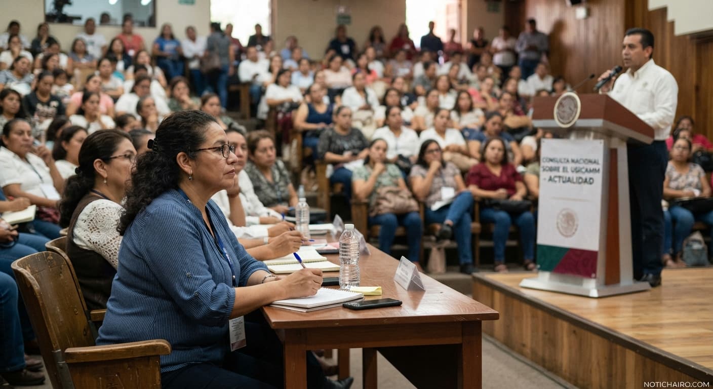 Mario Delgado, titular de la SEP, durante una conferencia de prensa sobre temas educativos.