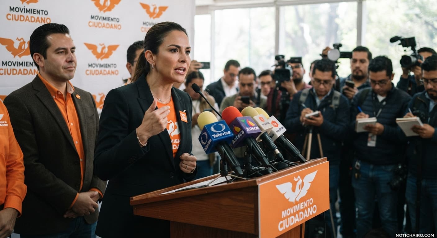 Senadores de Movimiento Ciudadano durante la conferencia de prensa en el recinto legislativo.