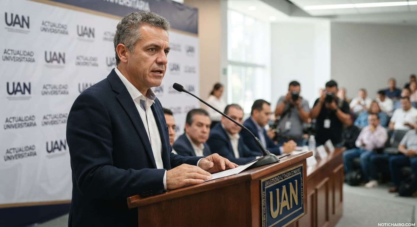 El rector Giovanni durante su intervención institucional en defensa de la autonomía universitaria.