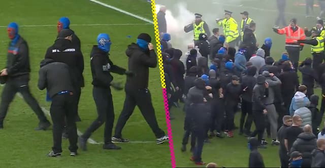 Aficionados encapuchados del Rangers generan caos tras ser eliminados por Celtic en la Copa