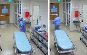 Captan a supuesto fantasma moviendo una camilla en un hospital | VIDEO