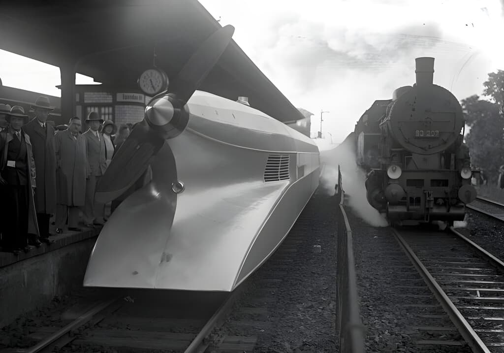 En 1931, un ingeniero alemán construyó un tren con una hélice de avión gigante: batió un récord mundial, pero fracasó por su brillante idea