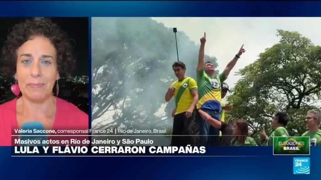 Flávio Bolsonaro cierra su campaña con una marea amarilla y verde en Río de Janeiro