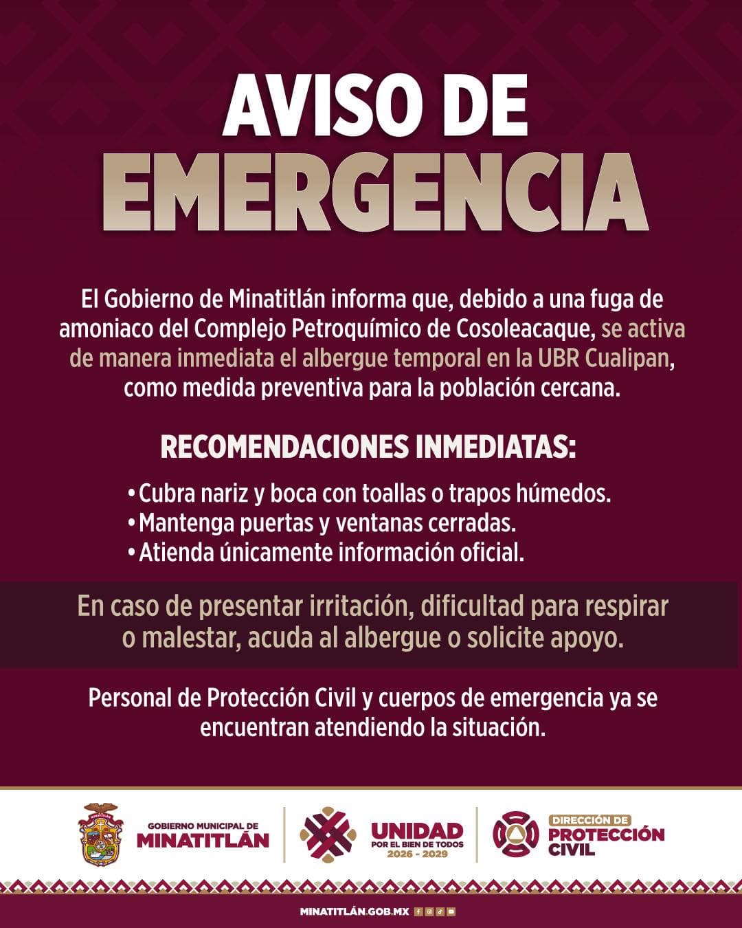 ¡Fuga de amoniaco obliga al desalojo de decenas de familias en Minatitlán!