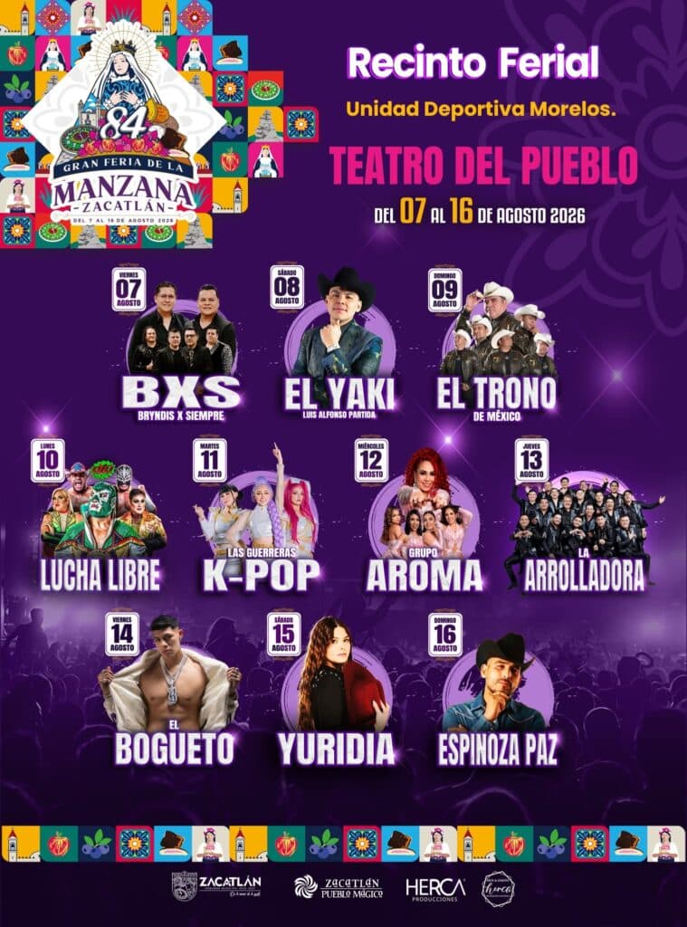 La Arrolladora, Yuridia y Espinoza Paz desde $100 en la Feria de la Manzana 2026: Cartel completo y fechas