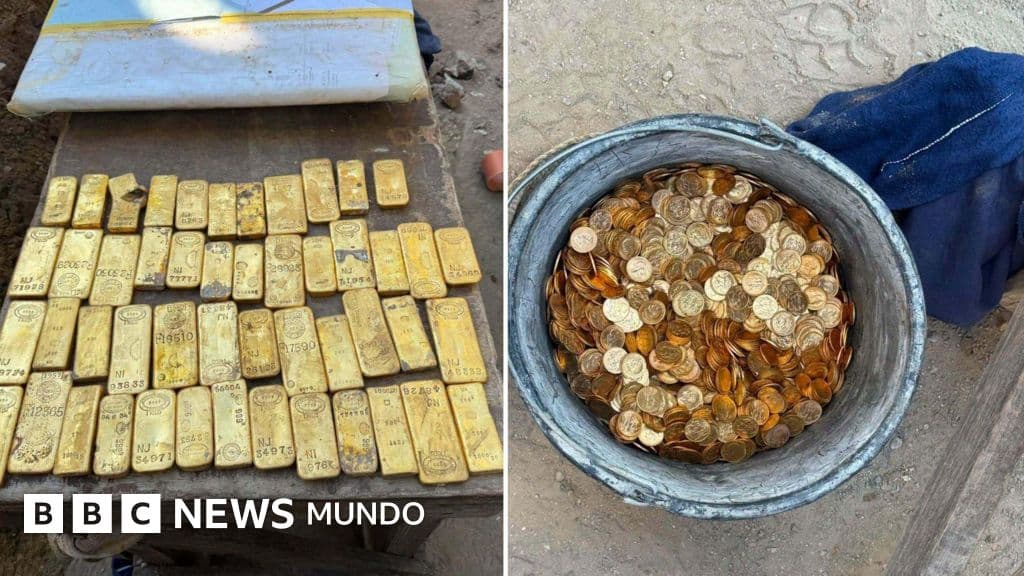 Los obreros que descubrieron un tesoro de US$10 millones en lingotes y monedas de oro sepultado en las paredes de una casa en Bélgica