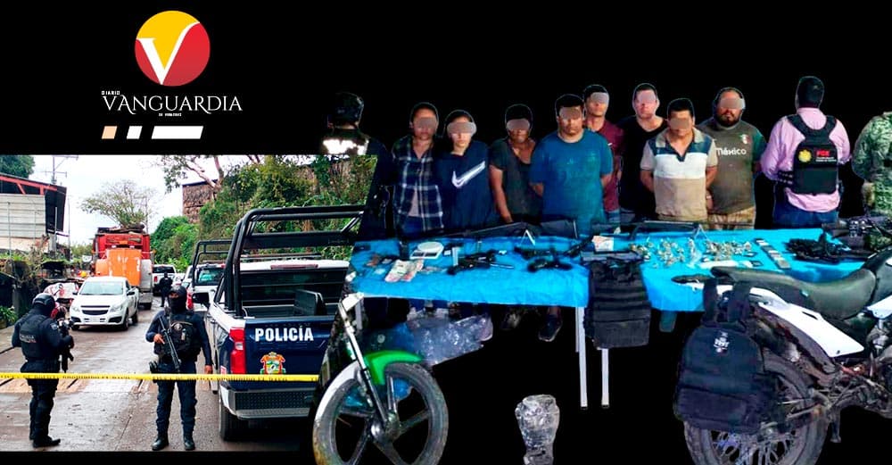 Ocho detenidos y el aseguramiento de drogas, motos y armas deja cateo en San Andrés Tuxtla