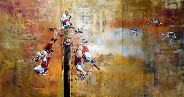 Pedro Trueba, el pintor que plasmó el vuelo de los Voladores de Papantla para el mundo