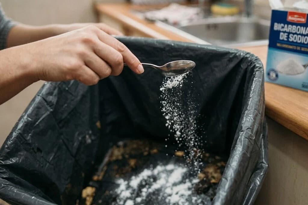 Poner una cucharadita de bicarbonato al fondo del bote de basura: para qué sirve y cada cuándo cambiarla