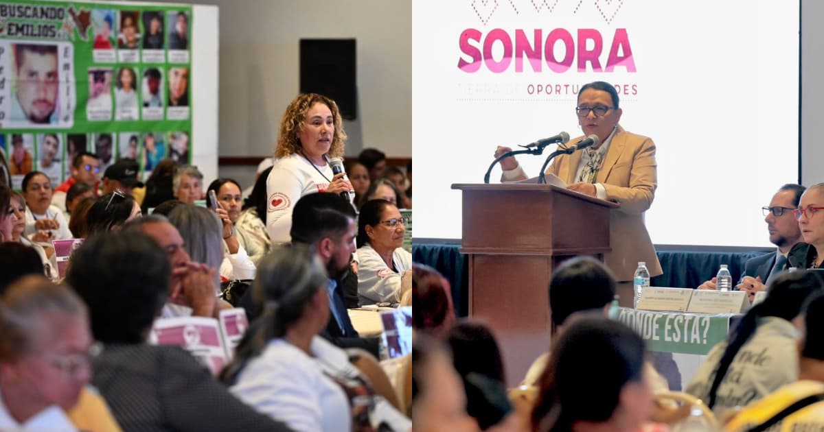 Rosa Icela Rodríguez y Alfonso Durazo en diálogo con familias buscadoras en Sonora.