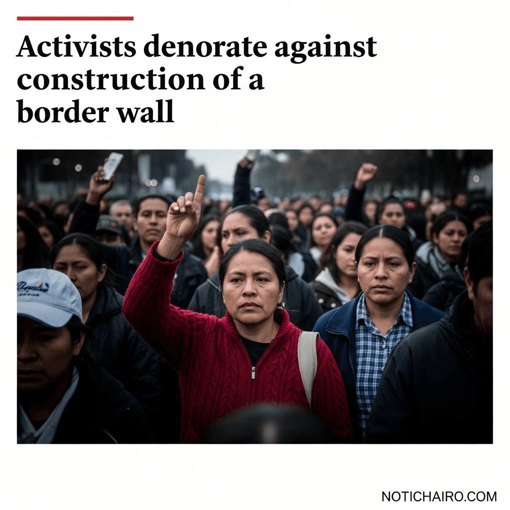 Activistas se manifiestan contra la construcción de un muro fronterizo