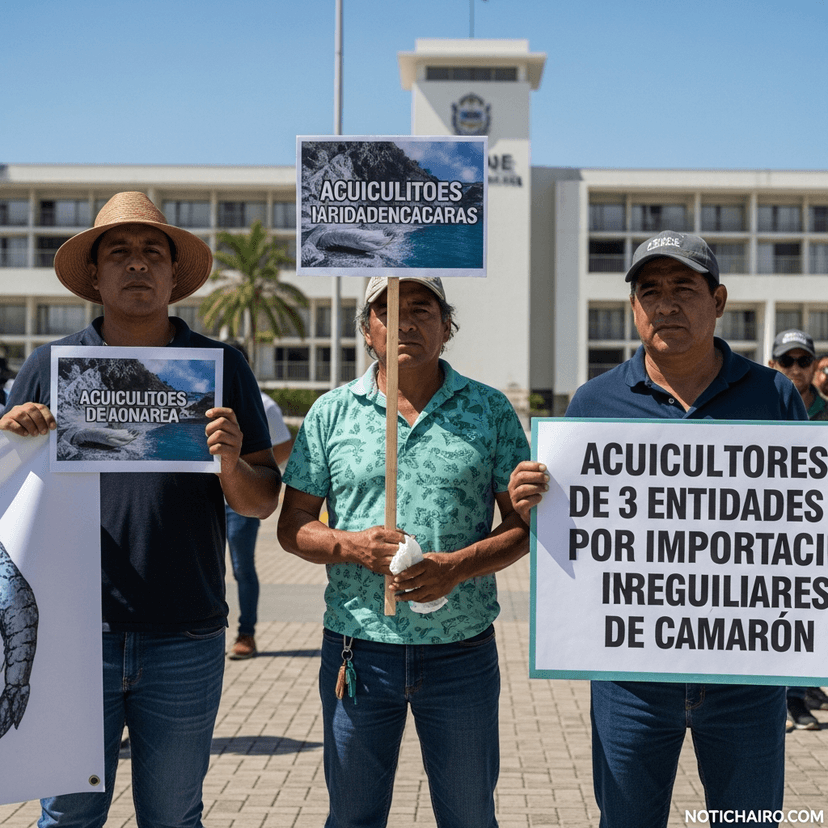Acuicultores de 3 entidades protestan por importaciones irregulares de camarón