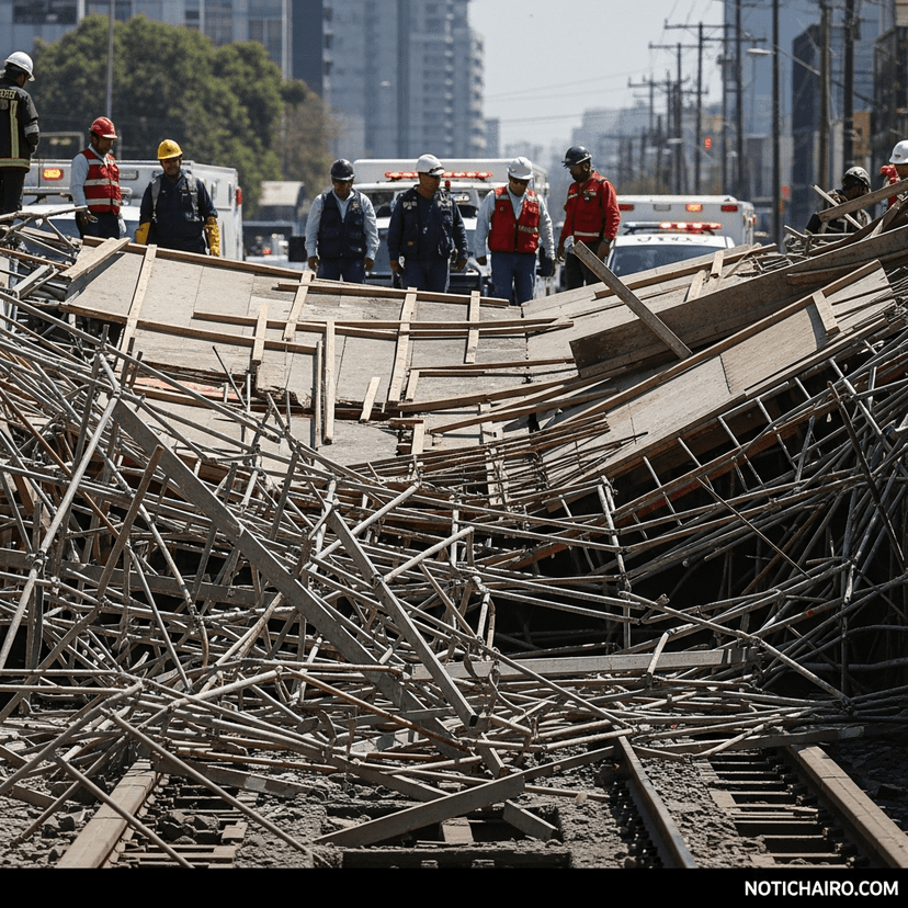Colapsa cimbra de Línea 4 de Metro de NL; cinco heridos