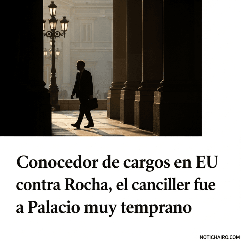 Conocedor de cargos en EU contra Rocha, el canciller fue a Palacio muy temprano