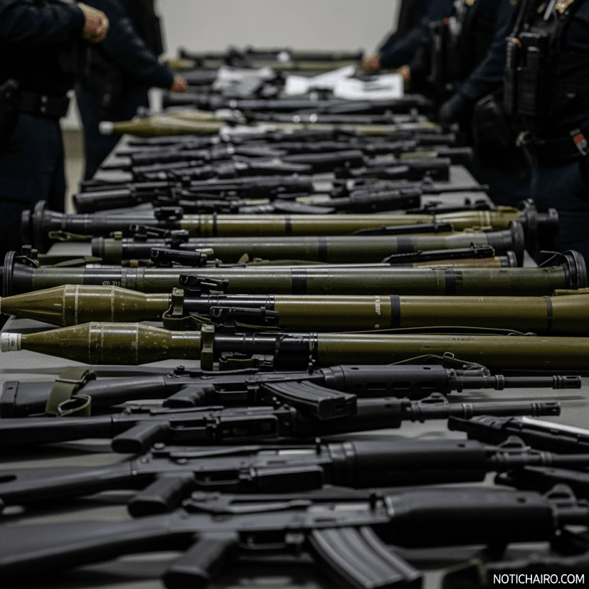 Decomisan en EU lanzacohetes y armas que venían a México