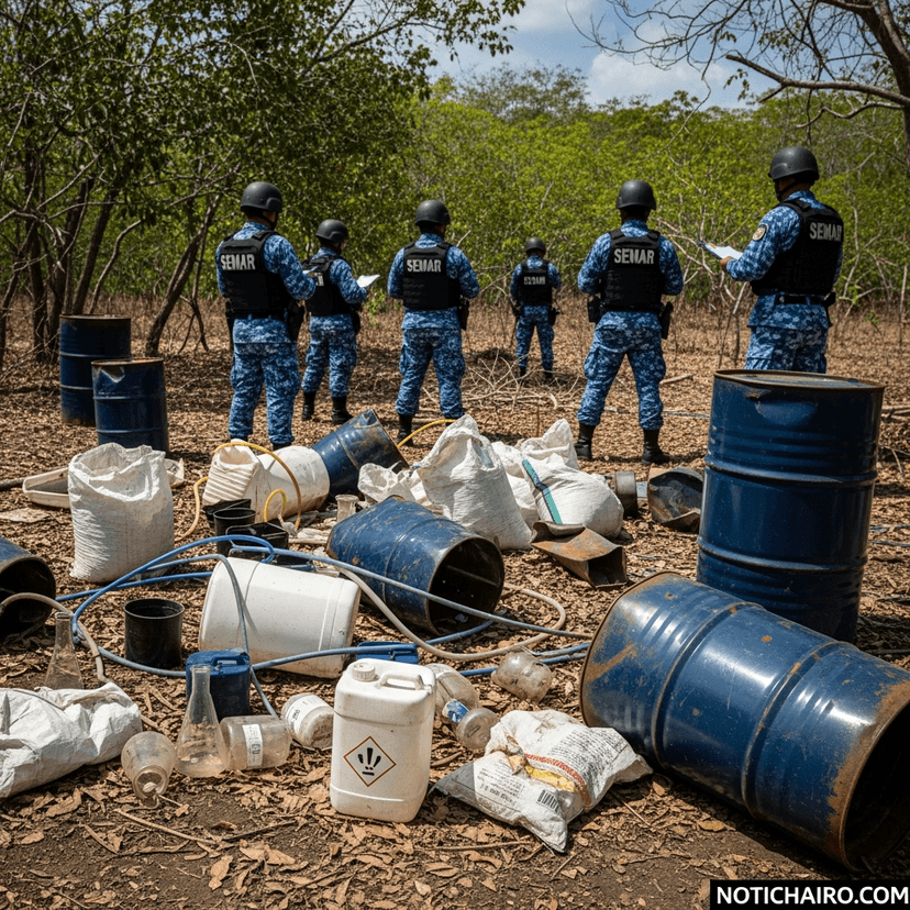 Desmantela la Semar narcolaboratorio en Técpan de Galeana