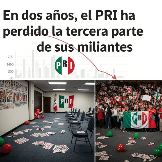 En dos años, el PRI ha perdido la tercera parte de sus militantes