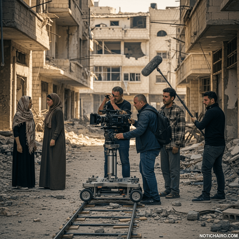 Filmación en las calles devastadas de Alepo