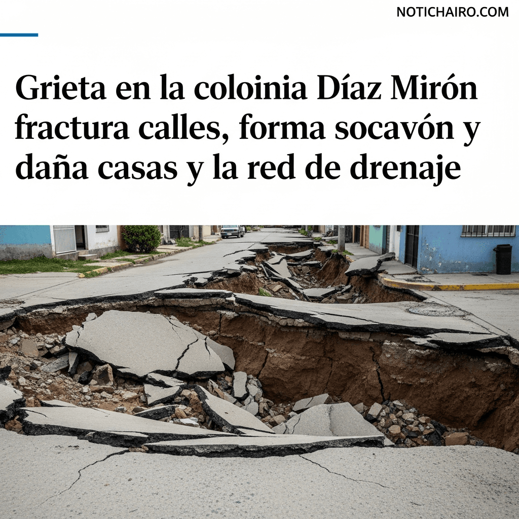 Grieta en la colonia Díaz Mirón fractura calles, forma socavón y daña casas y la red de drenaje