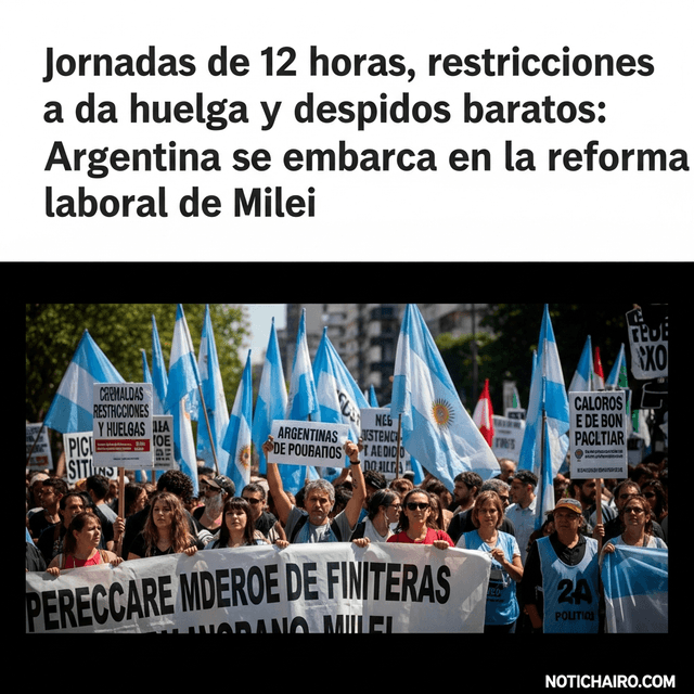 Jornadas de 12 horas, restricciones a la huelga y despidos baratos: Argentina se embarca en la reforma laboral de Milei