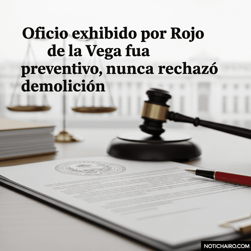 Oficio exhibido por Rojo de la Vega fue preventivo, nunca rechazó demolición