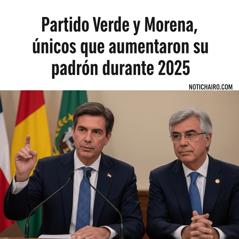 Partido Verde y Morena, únicos que aumentaron su padrón durante 2025