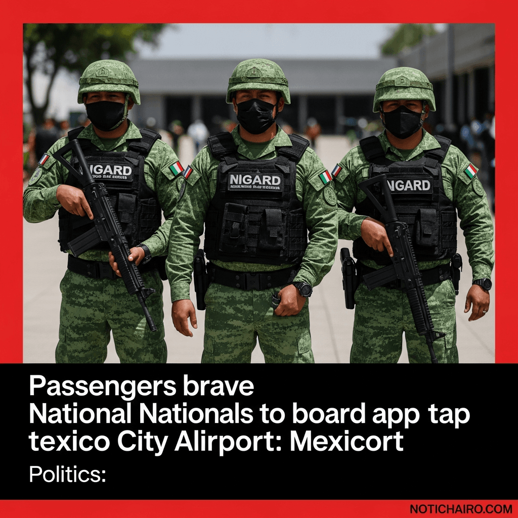 Pasajeros torean a la GN para abordar taxis de app en aeropuerto de CDMX