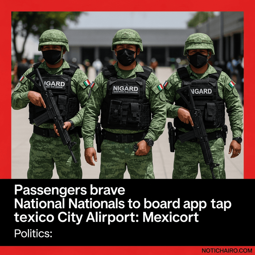 Pasajeros torean a la GN para abordar taxis de app en aeropuerto de CDMX
