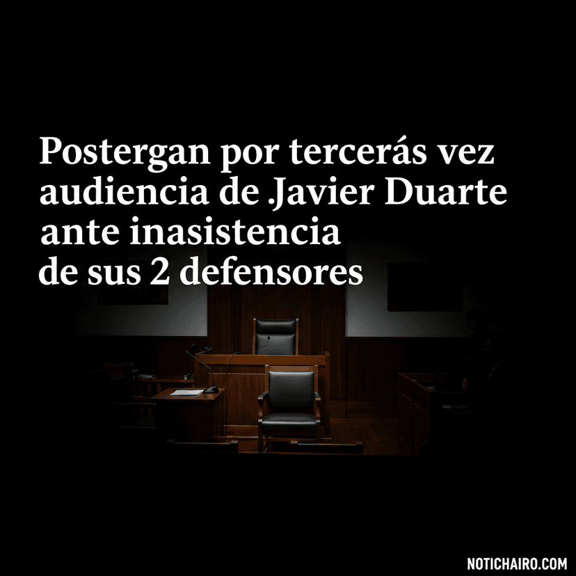 Postergan por tercera vez audiencia de Javier Duarte ante inasistencia de sus 2 defensores