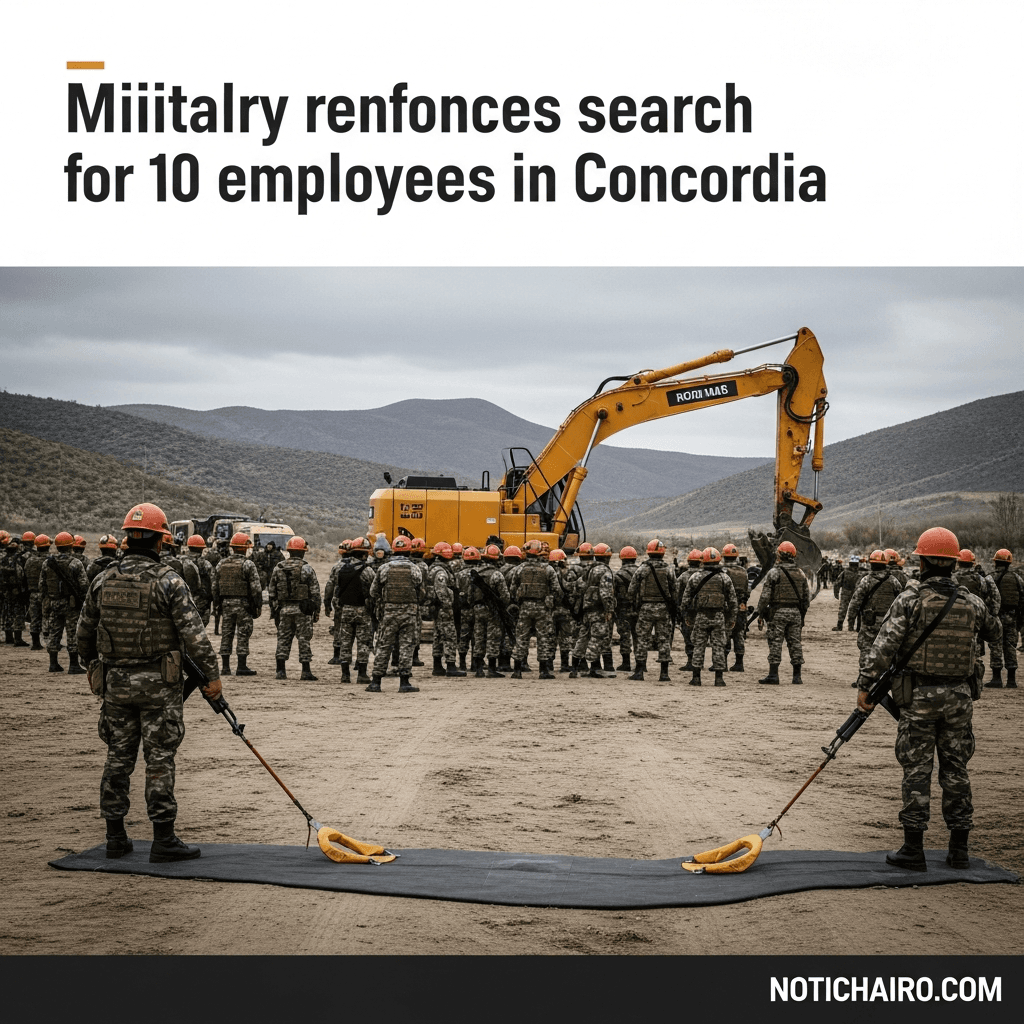 Refuerzan militares búsqueda de 10 empleados de mina en Concordia