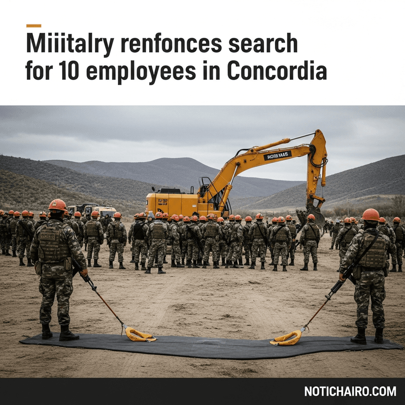 Refuerzan militares búsqueda de 10 empleados de mina en Concordia