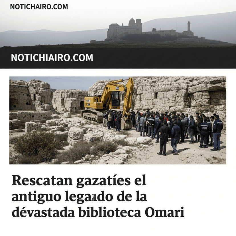 Rescatan gazatíes el antiguo legado de la devastada biblioteca Omari