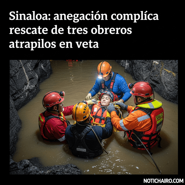 Sinaloa: anegación complica rescate de tres obreros atrapados en veta