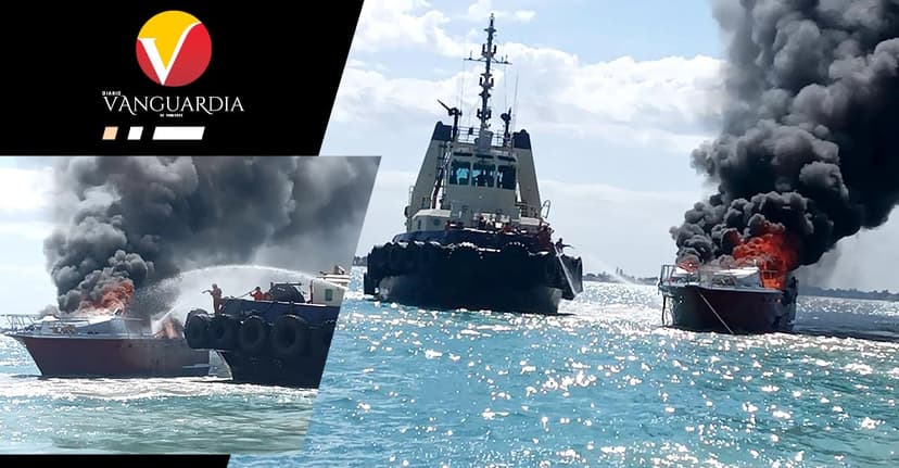 Se incendia yate frente a las costas de Yucatán; tripulantes lograron ponerse a salvo
