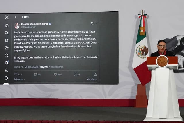 Sheinbaum falta a la mañanera por enfermedad: “Amanecí con gripa muy fuerte, tos y fiebre”
